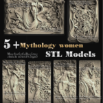 6 units 3d STL Model Women Mythology for CNC Router 3D Printer Artcam Aspire Bas Relief_Wall Decor Relief