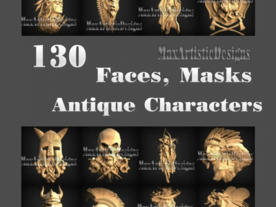 141 3d stl models faces, masks vintage characters bas relief carving files for cnc router download