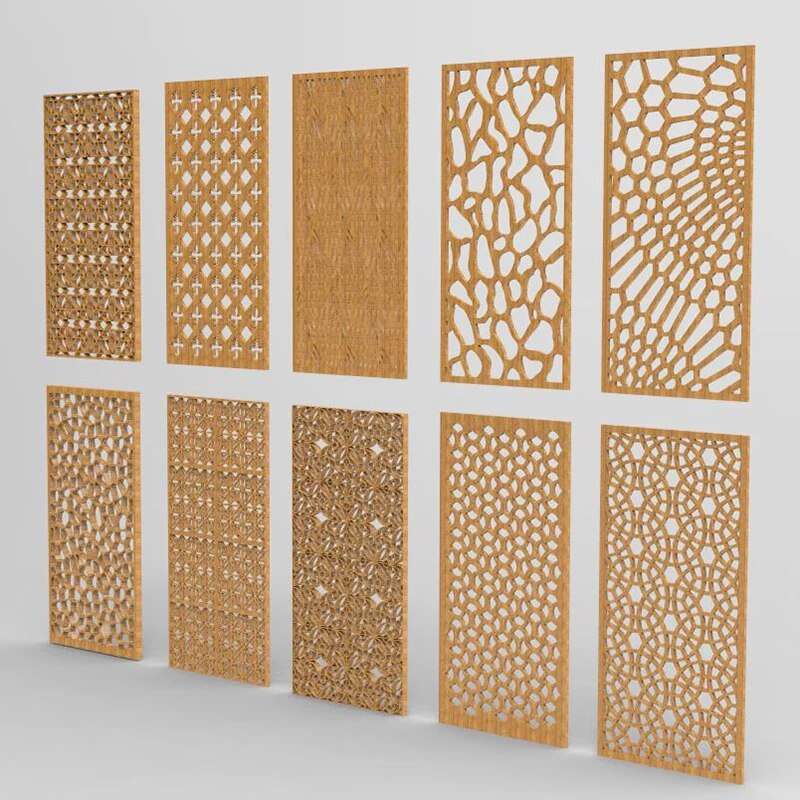 10 piezas de paneles de partición modelo 3d en relieve para cnc en formato de archivo stl hueco tallado puerta y partición de ventana impresión 3d descarga digital