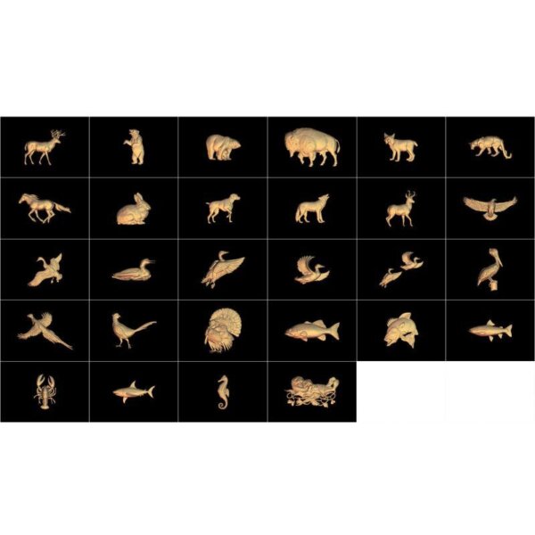 103+ pieces 3D STL Animal models for relief carving on CNC machines artcam, vectric