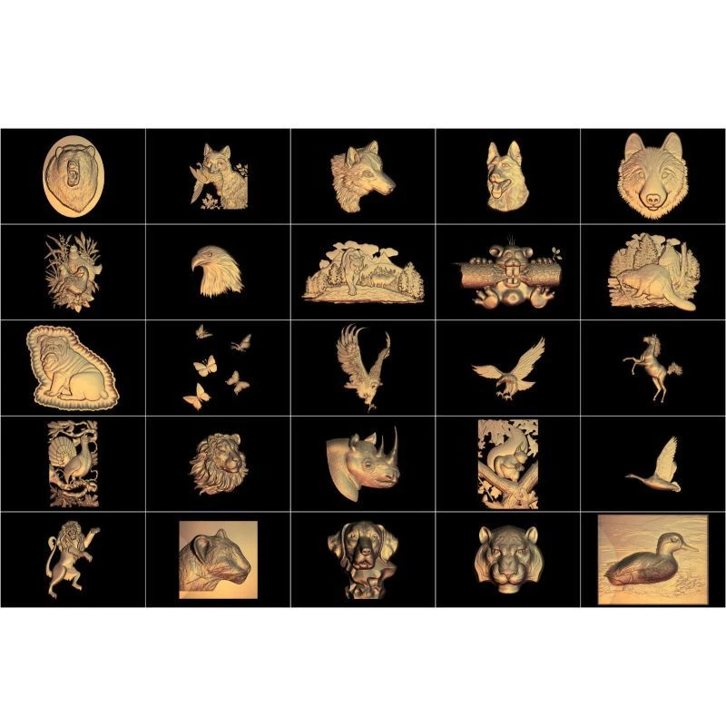 103 pieces animal 3d model stl relief for cnc carving relief artcam vectric aspire