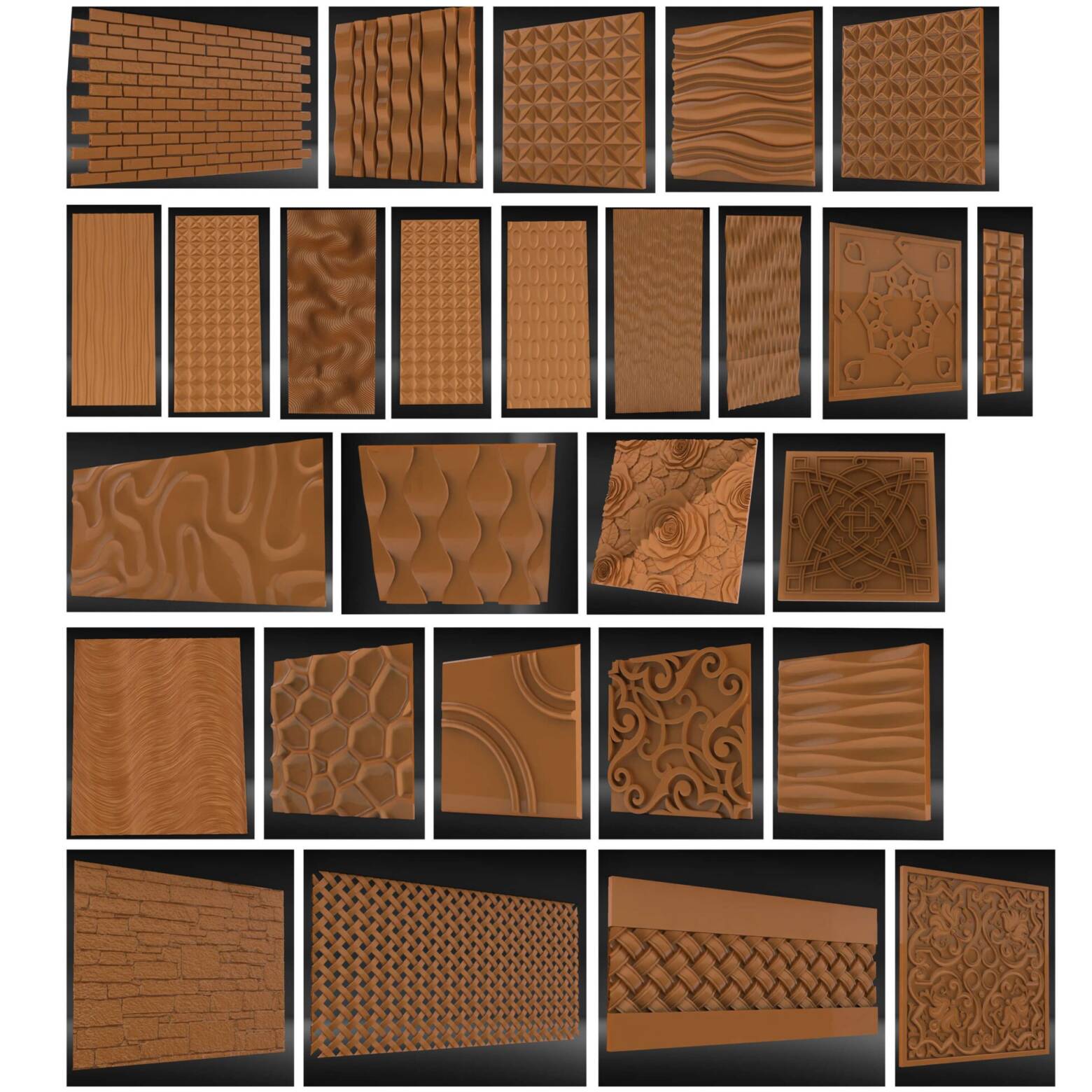 27 piezas archivos stl 3d modelos ladrillos paneles texturas para enrutador cnc 3d impresora grabador tallado.jpg