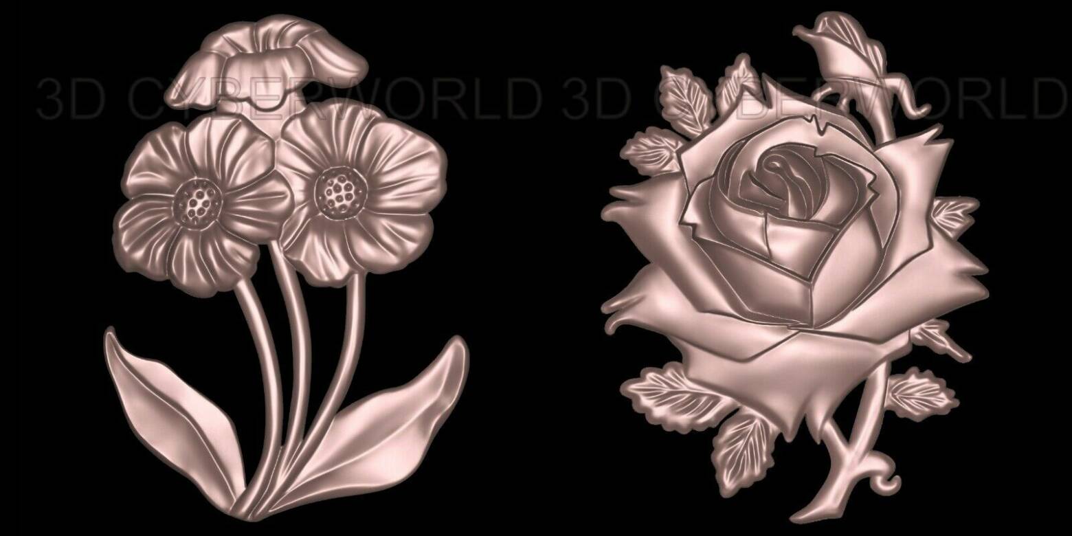 18+ stl Roses and Flowers 3d models for STL relief  CNC Router STL format Art