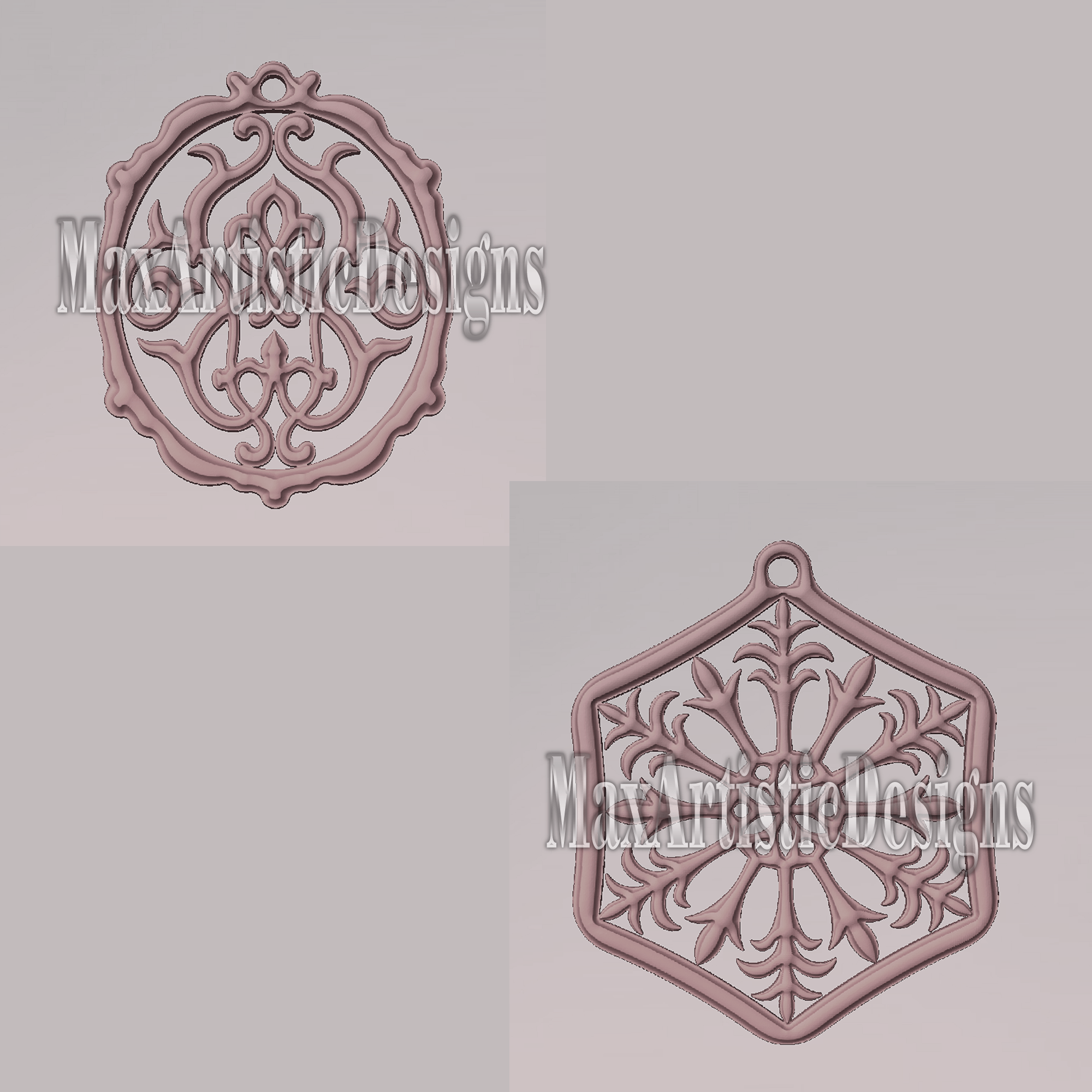 collection of more than 14 3d stl pendant jewelry models for cnc artcam, aspire, 3d printer digital download