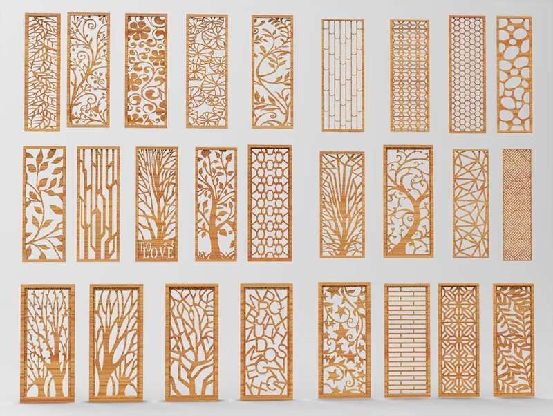 26 pcs panels partition 3d model for cnc in stl file format hollow out floral carving door and window partition diy home decor digital download
