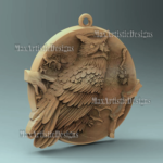 owl pendant 3d stl model in stl file format for cnc and 3d printers digital download