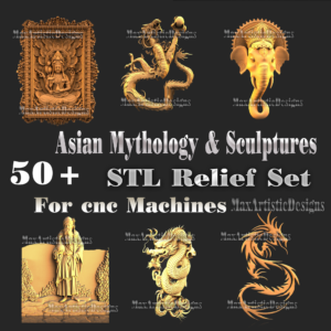 asian legendary animal set includes 55 ready to use 3d models in stl format for cnc and engraving digital download