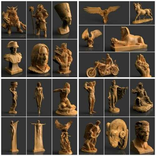 400+ piece set of STL files for a CNC engraver, including busts and historical figures from America - Digital Download
