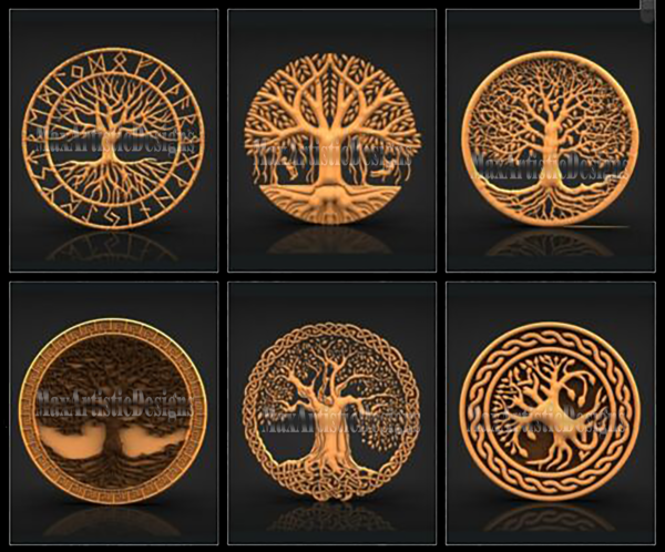 52 pcs 3d ancient celtic/tree of life stl files for artcam, aspire, and cnc router engraver carving digital download