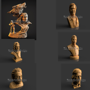 Ensemble de plus de 400 pièces de fichiers stl pour un graveur cnc, y compris des bustes et des personnages historiques d'Amérique en téléchargement numérique