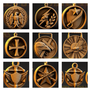 8 3d stl Medals for jewelry printing in 3d stl format for 3d printers - Digital Download