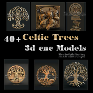 52 Stück 3D uralte keltische/Baum des Lebens STL-Dateien für Artcam, Aspire und CNC-Router-Gravierer, die digitalen Download schnitzen