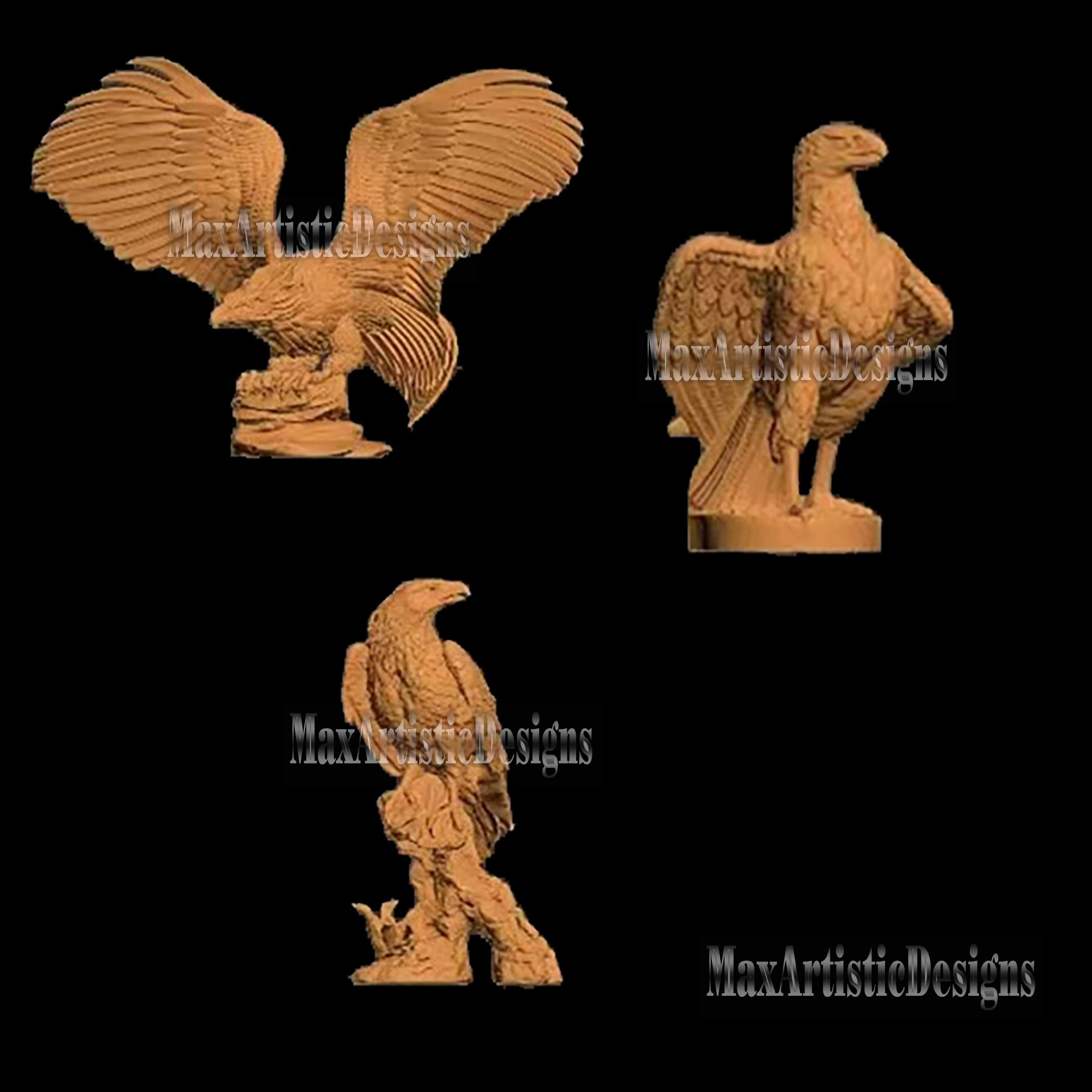 8+ 3d stl eagle eagles set stl relief models for cnc router and 3d printer in stl format animal pack digital download