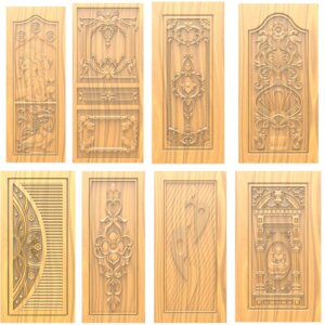 60 diseños de grabado de enrutador CNC de puerta de madera para archivos ArtCAM 3D Relif en formatos RLF STL