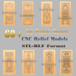 60 diseños de grabado de enrutador cnc de puerta de madera para archivos artcam 3d relif en formatos rlf stl descarga digital