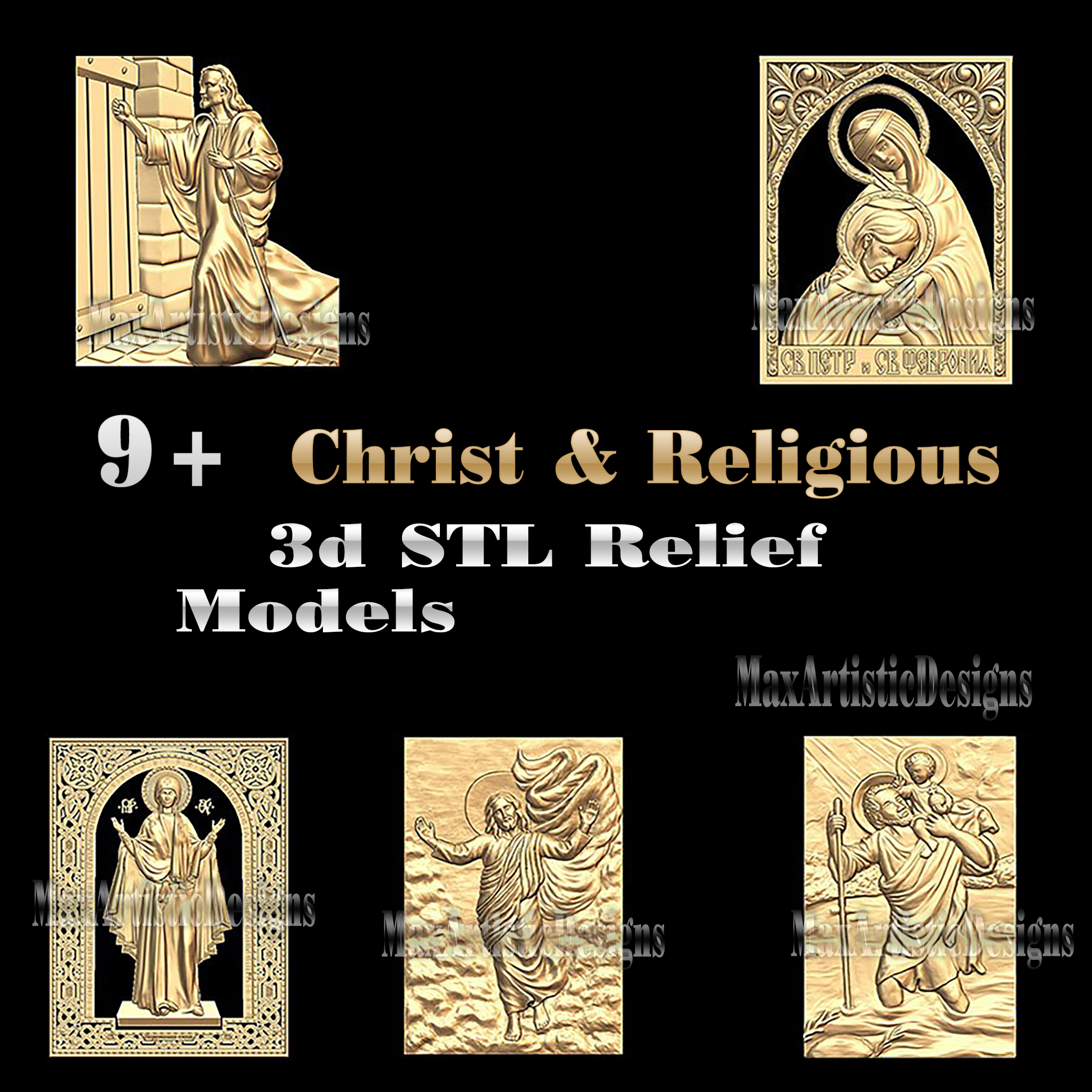 10 religion 3d stl panel designs for relief modeling on cnc router digital download