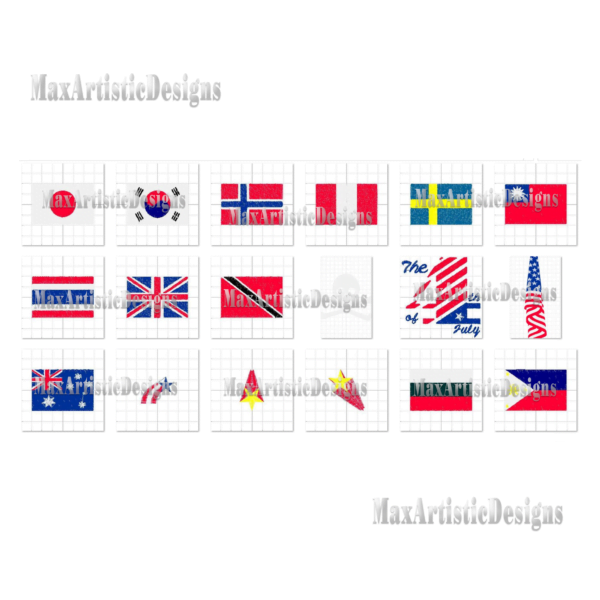 166 countries flags/usa artistic flags embroidery kit files pes format download