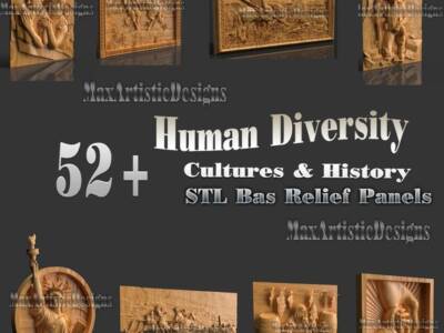 54 3d stl Human diversity panels civilizations/historic for cnc router basrelief engraving