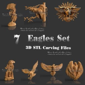 7 águilas/1 búho/1 cigüeña 3d stl archivos establecidos para máquinas de enrutador cnc trabajo en madera