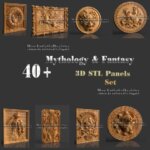 42 paneles místicos/mitología 3d para enrutadores cnc carpintería en bajorrelieve
