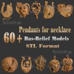 64 Pendants for necklace 3d art Jewelry files crafting 3d stl format for cnc routers 3 printers