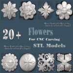 21 modelos redondos de flores 3d stl archivos 3d stl para enrutadores cnc bajorrelieve para trabajar la madera