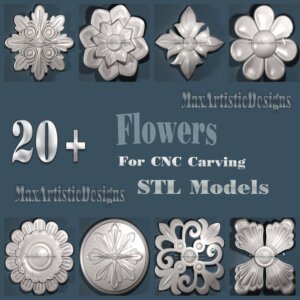 21 modelli rotondi fiore 3d stl file stl 3d per router cnc lavorazione del legno bassorilievo