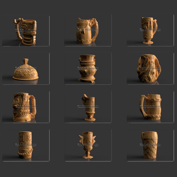 40 tasses à café/cuillères ensemble artistique 3d modèles stl pour imprimantes 3d