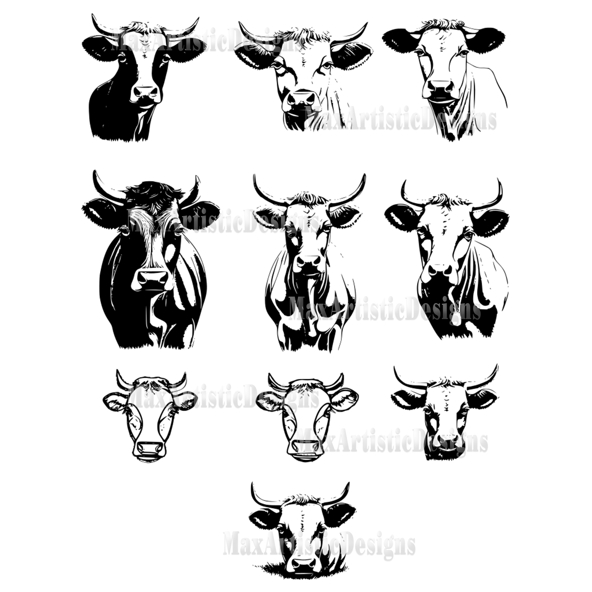 112 cows cnc vectors pack farmhouse art svg dxf eps download