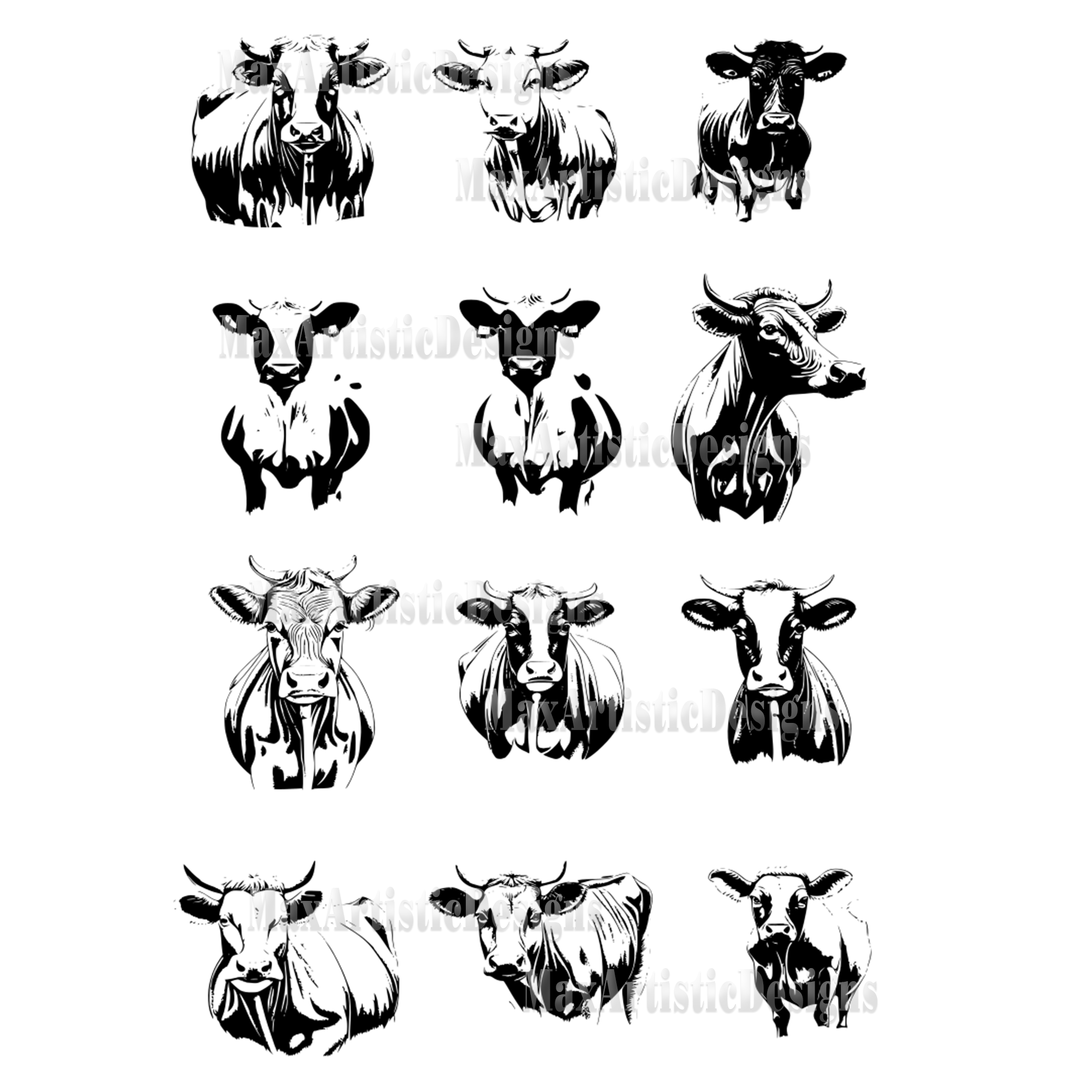 112 cows cnc vectors pack farmhouse art svg dxf eps download