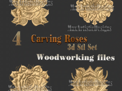 4 carving roses 3d stl models for cnc router natural geometric models digital download